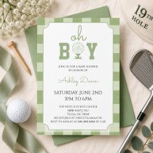 Fête de Bébé de Golf à Carreaux Vert Sage