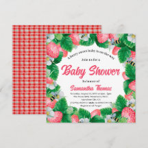 Fête de bébé douce aux fraises à l'aquarelle