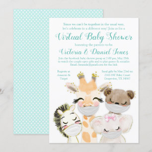 Invitation Fête de bébé Drive By Mail Masques Animaux Bébés