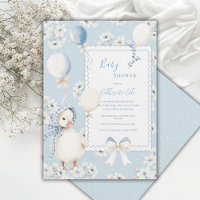 Fête de bébé élégante Canard floral bleu avec ball
