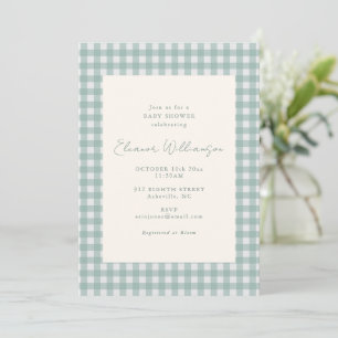Invitation Fête de bébé élégante classique à carreaux sarcell