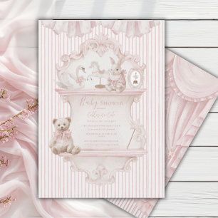Invitation Fête de bébé élégante et fantaisiste rose 