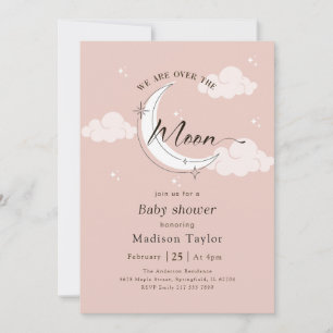 Invitation Fête de bébé Élégante Moderne Au-Delà de la Lune