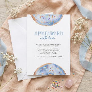 Invitation Fête de bébé en douche avec des donuts saupoudrés