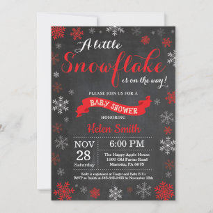 Invitation Fête de bébé en hiver Tableau noir rouge