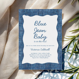 Invitation Fête de Bébé en Jean Bleu Denim