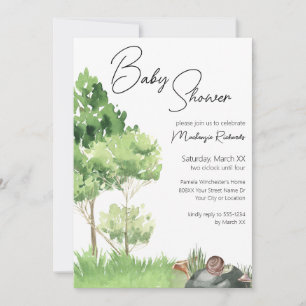 Invitation Fête de Bébé Escargot Aquarelle dans le Parc