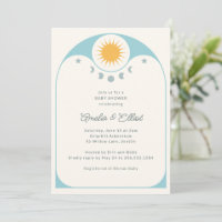 Fête de bébé étoile lune céleste moderne Bleu doux