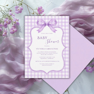 Invitation Fête de bébé fantaisiste à carreaux blancs et viol