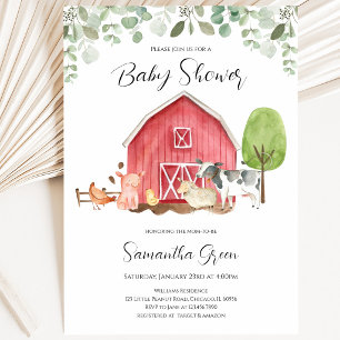 Invitation Fête de Bébé Ferme Garçon