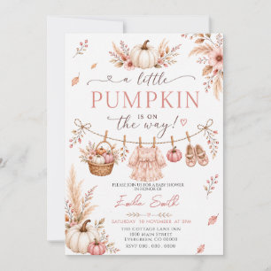 Invitation Fête de bébé fille à l'aquarelle d'automne sur une
