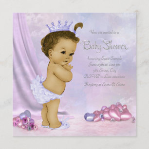 Invitation Fête de bébé fille afro-américaine rose et violett