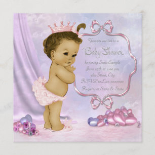 Invitation Fête de bébé fille afro-américaine rose et violett