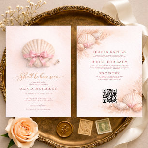 Invitation Fête de bébé fille Arc en ciel Coeur Rose