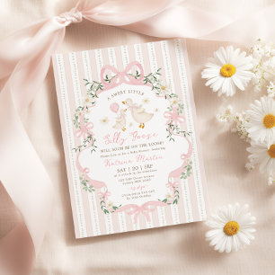 Invitation Fête de Bébé Fille Arc-en-Ciel Rose Coquette