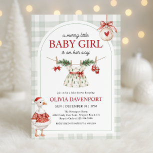 Invitation Fête de bébé fille canard Noël Little Girl