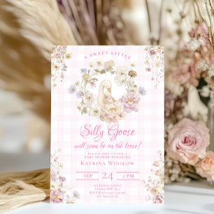 Invitation Fête de Bébé Fille Canard Rose Coquette