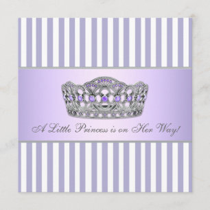 Invitation Fête de Bébé Fille Couronne de Princesse Lavande V