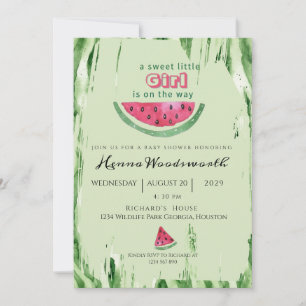 Invitation Fête de Bébé Fille Douce Pastèque Été 