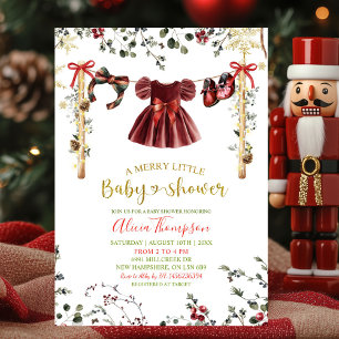 Invitation Fête de bébé fille en hiver tenue joyeuse