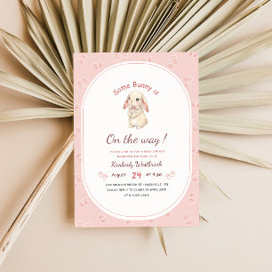 Invitation Fête de Bébé Fille Lapin Mignon
