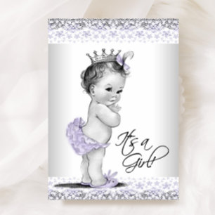 Invitation Fête de Bébé Fille Lavande Violet et Gris