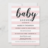 Fête de bébé fille moderne avec rayure rose clair 