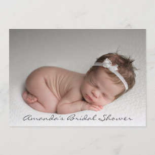 Invitation Fête de Bébé Fille Pieds Paillettes Blanc Rose Pho