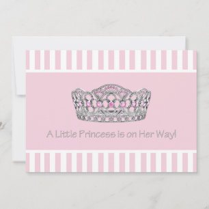 Invitation Fête de bébé fille Princesse Tiara Rose