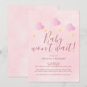 Invitation Fête de bébé fille rose bébé arrive à l'improviste