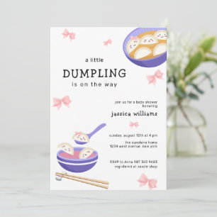 Invitation Fête de bébé fille Rose Kawaii Bao Dumpling