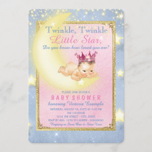 Invitation Fête de Bébé Fille Twinkle Twinkle Little Star