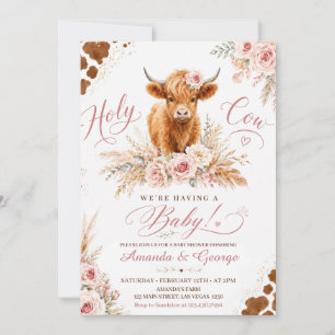 Invitation Fête de Bébé Fille Vache Sacrée