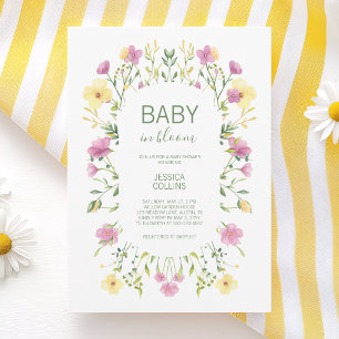 Invitation Fête de bébé Fleur de bébé aquarelle Fleur sauvage