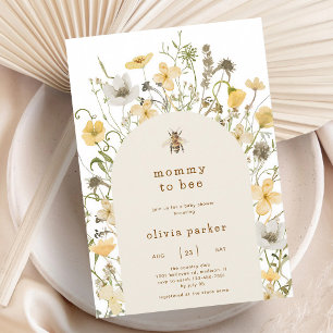 Invitation Fête de Bébé Fleur Sauvage Maman à Venir