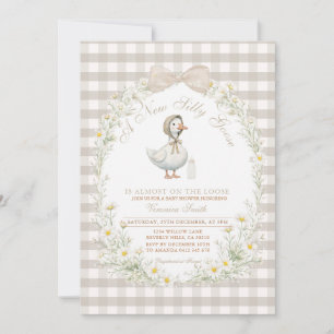 Invitation Fête de bébé Fleur sauvage Oie Daisy Blanc Ivoire