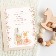 Fête de bébé florale dans une ambiance rose aquare