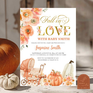 Invitation Fête de Bébé Florale d'Automne Tombez amoureux