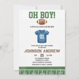 Invitation Fête de Bébé Footballeur Oh Garçon