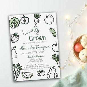 Invitation Fête de Bébé Frais de la Ferme et Cultivé Localeme