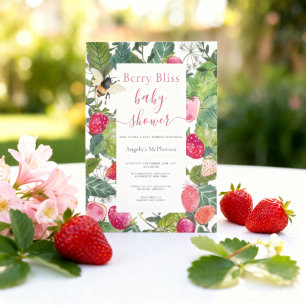 Invitation Fête de bébé Fraise Florale Rose Berry Bliss