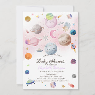 Invitation Fête de Bébé Galaxie Espace Extérieur