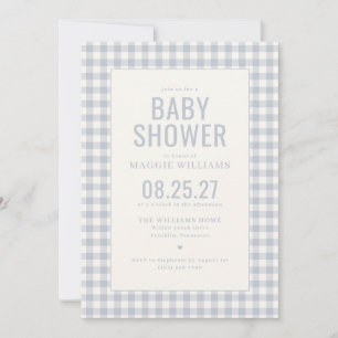 Invitation Fête de bébé garçon à carreaux bleus