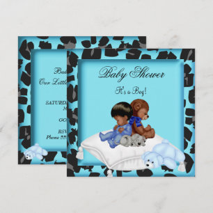 Invitation Fête de bébé garçon afro-américain Animal Ours
