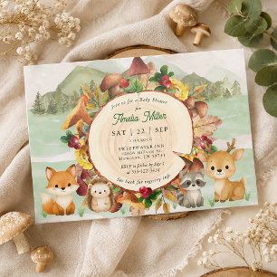 Invitation Fête de Bébé Garçon Animaux de la Forêt de Bois