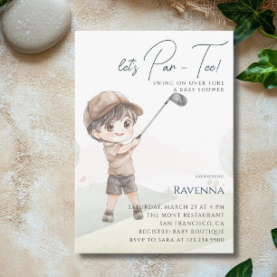 Invitation Fête de Bébé Garçon au Golf en Aquarelle Let's Par