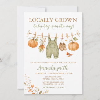 Invitation Fête de bébé garçon automne citrouille produits lo