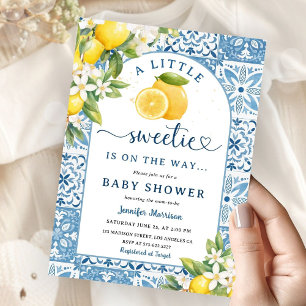 Invitation Fête de bébé garçon aux carreaux bleus de citron m