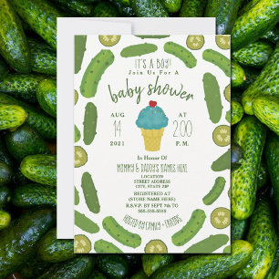 Invitation Fête de bébé garçon avec des cornichons et de la g