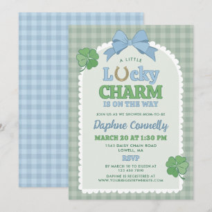 Invitation Fête de bébé garçon chanceux avec un nœud papillon